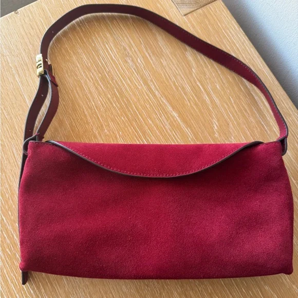 MADEWELL The Date Night Shoulder Bag, Red Suede Gold Hardware Like New with Tags - Picture 2 of 16